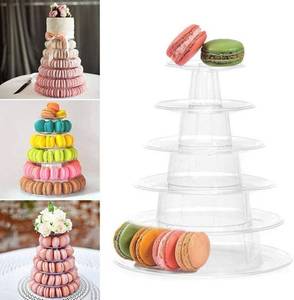 lot 21785 image: 6 Tiers Round Macaron Tower Cake Stand Macaron Display Rack , Plastic Tiered Cake Dessert Serving Tower Tray for Wedding,Baby Shower and Birthday Party Decor