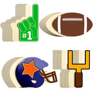 lot 21793 image: 40 Pieces Wood Football Helmet Cutout Unfinished Wood Football Helmet Shaped Wood Slices Wooden Sports Theme Football Wooden Ornaments for Crafts Painting Door Sign Wedding Home Decoration