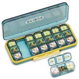 lot 21797 image: OFIDUS 21 Cells 3 Times a Day Pill Organizer - Large Capacity Waterproof and Moistureproof Daily Pill Case Removable Separate Cell 21 Days Pill Organizer Suitable for Travel and Everyday(Blue)