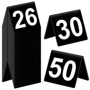 lot 21800 image: Table Numbers Black Acrylic Double Side Numbered Table Tents Restaurant Wedding Table Number Table Tent Numbers Cards Signs for Party Banquets Wedding Reception Plastic Table Numbers (26-50)