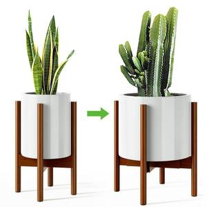 lot 21806 image: MUDEELA Adjustable Plant Stand Indoor, Bamboo Plant Stand 8 to 12 Inches, Bamboo Dark Brown Planter Stand for Indoor Plants,Single Floor Plant Stand for Indoor Plants, Pot Plant Not Included