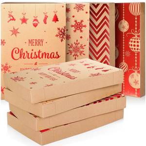 lot 21807 image: Tenceur 12 Pieces Christmas Shirt Gift Boxes Kraft Shirt Box with Lids 4 Designs 14.2 x 9.4 x 2 Inch Large Christmas Boxes Wrapping Gift box for Hanukkah, Holidays, Birthdays, Fathers Day (Gold) - Retail $3031.82