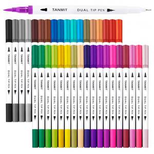 lot 21827 image: Dual Brush Marker Pens for Coloring Books, Tanmit Fine Tip Coloring Marker & Brush Pen Set for Journaling Note Taking Writing Planning Art Project
