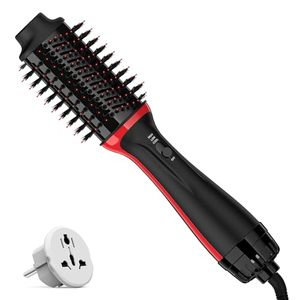 lot 21832 image: Plus 2.0 Dual Voltage Hot Air Styler and Volumizer with Negative Ion Anti-frizz Ceramic Titanium Brush, 110V-120V220V-240V for Travel