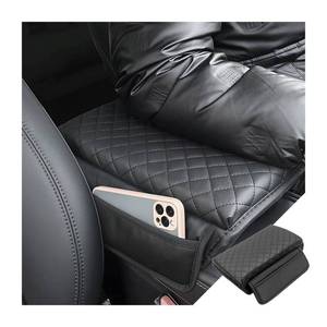 lot 21833 image: zipelo Car Armrest Cushion, Carbon Fiber Leather Auto Center Console Pad, Memory Foam Armrest Box with Storage Bag, Hand Rest Pillow with Organizer Pockets, Universal Fit for Most Vehicles (Black)