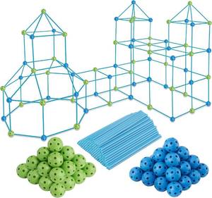 lot 21835 image: PLAYVIBE 130 PCS Kids Fort Building Kit �� Air Fort for Kids Toys �� Crazy Fort Builder �� Make a Fort Building Kit �� Blanket Fort Kits for Kids IndoorOutdoor