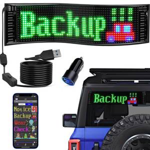 lot 21839 image: KJOY USB 5V LED Sign, Bluetooth, App Control, Flexible, Programmable Custom Text Pattern Animation Scrolling Display for Car, Store, Party, Bar, Hotel, Concert, 14.6x3.6