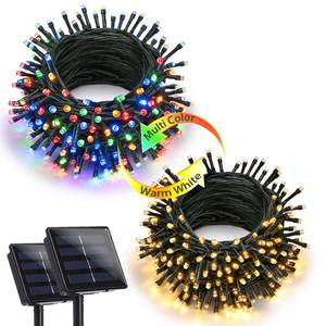 lot 21847 image: Joomer Color Change Christmas Lights 72ft x 2 Pack 200 LED 11 Modes Solar String Lights Waterproof Twinkle Fairy Lights for Garden, Patio, Fence, Balcony, Outdoors (Warm White to Multicolor)
