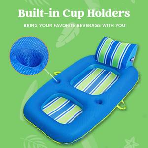 lot 21853 image: Sloosh Inflatable Pool Float Lounger for Adults, Comfort Water Lounge,Pool Floaties and Recliner with headrest 63in x 36in