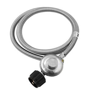 lot 21887 image: MENSI 6 Feet Propane Gas Fire Pit, Barbecue Grill, Camping Stove, Heater QCC Low Pressure Max 12PSI Regulator with Stainless Braided Hose with 58 -18UNF Female Flare End