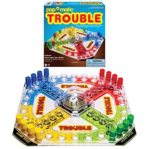 lot 21893 image: Winning Moves Classic Trouble with Retro Artwork and Pop-o-Matic Popper Games USA, Designed for Kids, Ages 5 Perfect for an Indoor Interactive Activity (1176)