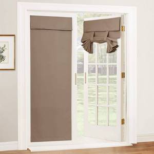 lot 21894 image: RYB HOME French Door Curtains - Privacy Blackout Tricia Door Window Tie up Shades Energy Saving for Kitchen Dining Kids Nursery Bathroom Door Covering, W 26 x L 72 inches, Mocha, 1 Panel