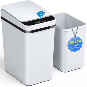 lot 21912 image: LMQML Bathroom Trash Can, 4 Gallon Automatic Motion Sensor Touchless Garbage Can with Extra Trash Container, Waterproof Trash Bin with Lid, Smart Electric Trash Can for Kitchen, Office, Bedroom-White
