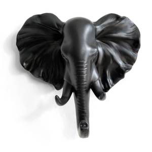 lot 21926 image: HERNGEE Elephant Head Single Wall HookHanger Animal Shaped Coat Hat Hook Heavy Duty, Rustic Decorative Gift, Black