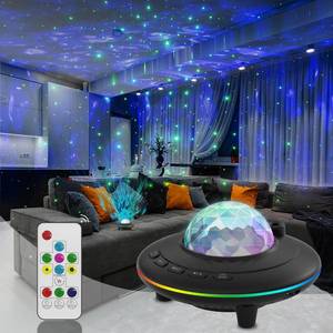 lot 21927 image: Mycket Star Projector, Galaxy Projector Light, Ocean Wave LED Night Light Lamp, Night Light Projector with Remote 360°Rotating Sleep Soothing Colors Changing Timer for Kids��No Bluetooth Speaker �� - Retail $13483.33