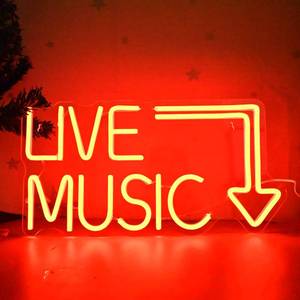 lot 21929 image: Music Live Led Neon Signs - Handcrafted Led Signs 17  11 inches - Wall Decor Led Light For Nightclub,Bar or Bedroom,Music Stadio
