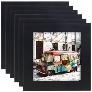 lot 21932 image: 5x5 Black Picture Frames Square Classic Natural Wood 6 Pack for Wall Mounting and Tabletop Display
