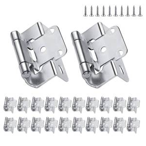 lot 21935 image: 12 Overlay Partial Wrap Around Cabinet Hinges (10 Pairs-20 Pcs), Self Closing Brushed Nickel Cabinet Door Hinges for Face Frame Kitchen Cabinet Hinges