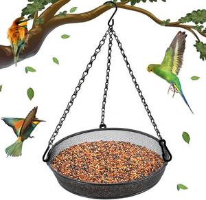 lot 21937 image: Hanging Bird Feeder, Bird Feeder Hanging for Garden Yard Outside Hanging Bird Feeder Tray - Metal Mesh Platform Feeders for Birds Outside Outdoors Hanging for Attracting Birds