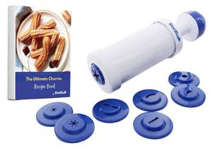 lot 21948 image: StarBlue Churrera Churro Maker with FREE Recipe e-Book - Easy Piping Nozzle Tool for Deep Fry Churro in 8 Difference Shapes