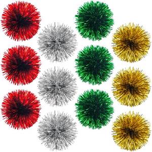 lot 21953 image: CT CRAFT LLC 4  12 Count Self-Adhesive Tinsel Bows Gift Wrap Accessory - GoldSilverRedGreen for Gift wrapping Holiday Christmas Birthday Party