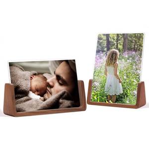 lot 21959 image: WEIMELTOY 5X7 Walnut Wooden Picture Frame,Brown Photo Frame with Double Side Acrylic Glass Cover, 2pcs Horizontal Vertical Photos for Table Top Desktop Display, Valentines Day Gift
