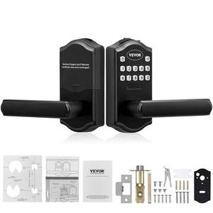lot 21965 image: VEVOR Keyless Entry Door Lock, Password and Key Unlock Combination Door Lock, Electronic Keypad Entry Lever, Auto-Locking Keypad Door Lock with Deadbolt for Front Door, Matte Black, 5.63 x 2.76 in