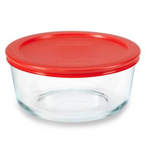 lot 21975 image: Pyrex Simply Store Glass Food Storage Container, Snug Fit Non-Toxic Plastic BPA-Free Lids, Freezer Dishwasher Microwave Safe, 4 Cup