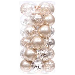 lot 22584 image: Sea Team 60mm2.36 Shatterproof Clear Plastic Christmas Tree Ball Ornaments Set, Decorative Hanging Transparent Xmas Baubles with Stuffed Delicate Decorations (30 Counts, Champagne)