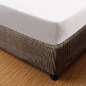 lot 22591 image: Marquess Box Spring Cover- Wrap Around Elastic, Vertical Stripe Pattern Bed Skirt Alternative,Replacing Bed Skirt for Hotel and Home- Polyester Filling,King ��76���80��,15����Drop Length(Mocha, King)