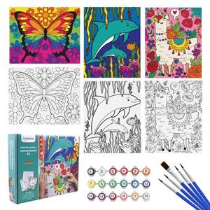 lot 22614 image: 3 Pack Paint by Numbers for Kids Ages 8-12, Pre-Drawn Canvas Painting, Includes 8x10 inch Framed Canvas with 18 Acrylic Paints, 5 Brushes for Kids, Perfect Creative Gifts & Arts and Crafts for Kids