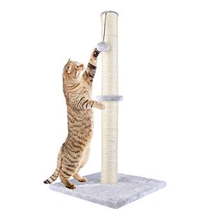 lot 22616 image: Dimaka 29 Tall Cat Scratching Post for Indoor Cats and Kittens, Cat Activity Scratcher Premium Sisal Rope Scratch Tree with Dangling Ball (Grey)