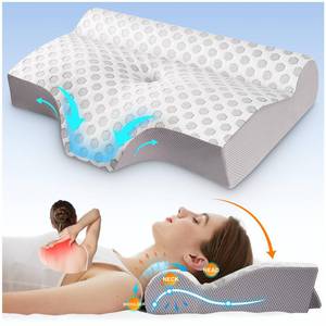 lot 22622 image: Pillow for Neck and Shoulder Pain Relief, Odorless Memory Foam Pillow for Sleeping, Orthopedic Contour Pillows Bed Pillows, Cervical Neck Support Pillow for Side, Back and Stomach Sleepers - Retail $16863.06