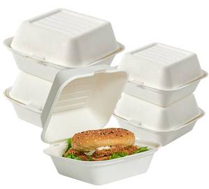 lot 22623 image: ECOLipak 200 Pack Clamshell Take Out Food Containers, 100% Compostable Disposable To Go Containers��6  6 inch To Go Boxes for Salad, Cake,Sandwiches
