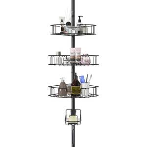 lot 22629 image: Rustproof Shower Caddy for Bathroom, Bathtub Storage Organizer with 4 Adjustable Baskets, 39-125 Inch Shower Corner Caddy with Tension Pole for Shampoo Accessories, Black