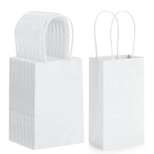 lot 22640 image: BagDream 100 Pack 3.5x2.4x6.7 Inches Mini Gift Bags White Party Favor Bags Small Gift Bags with Handles Bulk Kraft Paper Bags Recyclable Paper Sacks