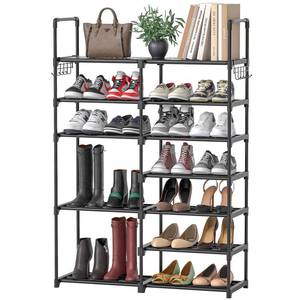 lot 22641 image: Mavivegue Metal Shoe Rack Organizer,7 Tiers 24-30 Pairs Vertical Free Standing Shoe Rack,Tall Boots Organizer Shelf for Wall,Entryway,Garage,Closet,Bedroom(Black)