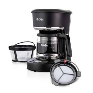 lot 22642 image: Mr. Coffee Programmable Coffee Maker, 5 Cups with Auto Pause, Glass Carafe, Compact Design, Black