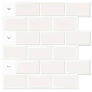 lot 22651 image: Art3d 10-Sheet Peel and Stick Tile Backsplash - 12x12 Premium Kitchen Backsplash Peel and Stick Tile, White