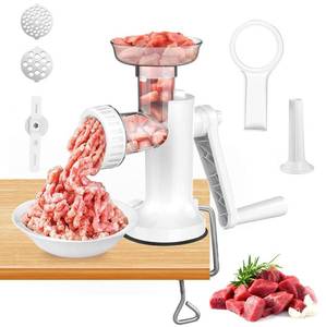 lot 22656 image: LHS Manual Meat Grinder, Heavy Duty Meat Mincer Sausage Stuffer, 3-in-1 Hand Grinder with Stainless Steel Blades for Meat, Sausage,