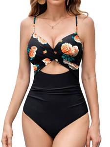 lot 22660 image: Womens One Piece Swimsuits Sexy Cutout Tummy Control Slimming Swimwear High Waisted Monokini Bathing Suit-Medium PinkBrown - Retail $14358.48