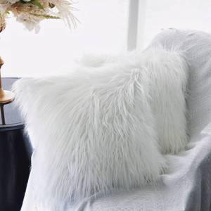 lot 22665 image: OurWarm Set of 2 White Fur Throw Pillows Fluffy Pillow Covers 20x20, Faux Fur Pillow Covers Luxury Series Merino Style Decorative Pillows Case for Living Room Couch Bedroom Car Home Decor