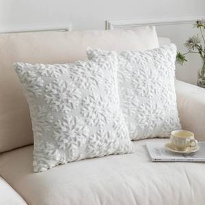 lot 22666 image: SHITURRE Christmas Snowflake Decorative Throw Pillow Covers Set of 2 Packs, Soft Fluffy Pillowcases for Home D�cor, Boho Pillow Covers for Couch Bedroom(White-Snowflake, 18x18)