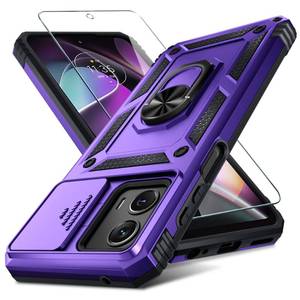 lot 22672 image: Janmitta Compatible with Moto G Power 5GMoto G 5G 2023 Case Built in Slide Camera Lens CoverScreen ProtectorFinger Ring Holder Kickstand,Heavy Duty Shockproof Full Body Phone Cover,Purple