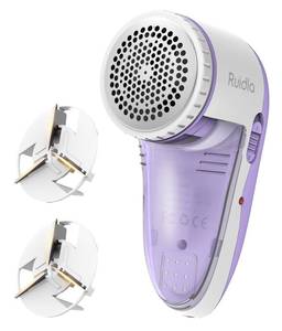 lot 22681 image: Ruidla Fabric Shaver Defuzzer, Electric Lint Remover, Rechargeable Sweater Shaver with Stainless Steel 3-Leaf Blades, Dual Protection, Removable Bin, Easy Remove Fuzz, Lint, Pills, Bobbles