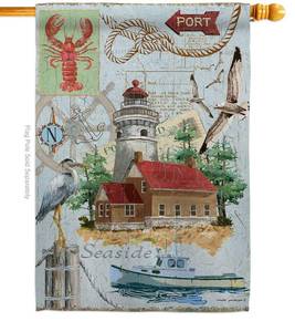 lot 22684 image: Breeze Decor H107053-BO Seaside Lighthouse Coastal Nautical Decorative Vertical, House Flag 28x 40, Multi-Color