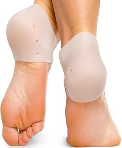 lot 22704 image: YogaMedic Silicone Heel Protector- 2 Pair Pain Relief Gel Heel Cups- Support for Plantar Fasciitis, Achilles Tendonitis, Heel Spur, Blister Prevention- Ankle Protector, Heel Wraps for Women & Men