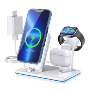 lot 22714 image: Charging Station for Apple Products, QI Fast 3 in 1 Charging Stand,Travel Charging Dock for iPhone Series,AirPods 123Pro,Wireless Charger for iWatch Series