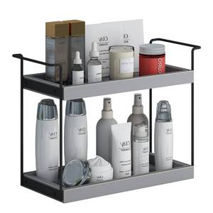 lot 22732 image: FITOUWAY 2- Tier Bathroom Counter Organizer, Standing Vanity Counter Rack, Countertop Storage Shelf Cosmetic Organizer Holder,Kitchen Spice Rack Basket Counter Shelf (Rustic Gray)