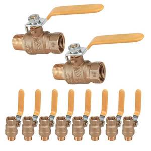 lot 22736 image: Midline Valve 822MF234-10 Premium Brass Full Port Ball Valve 12 in. FIP x MIP (10 Pack), 10 Count - Retail $82.55